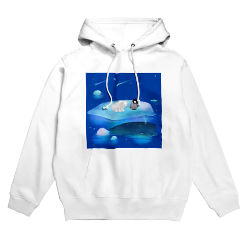 漂流した氷の上でクジラを眺めるしろくまくんとペンギンちゃん Hoodie