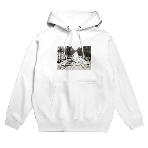 墨絵　雪道 Hoodie