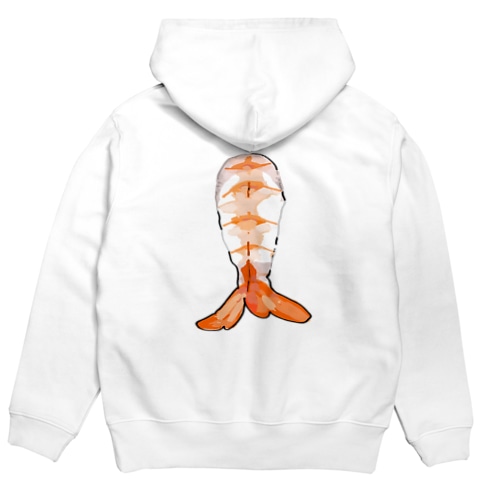 背中に茹でたてのエビが刺さってるパーカー Hoodie