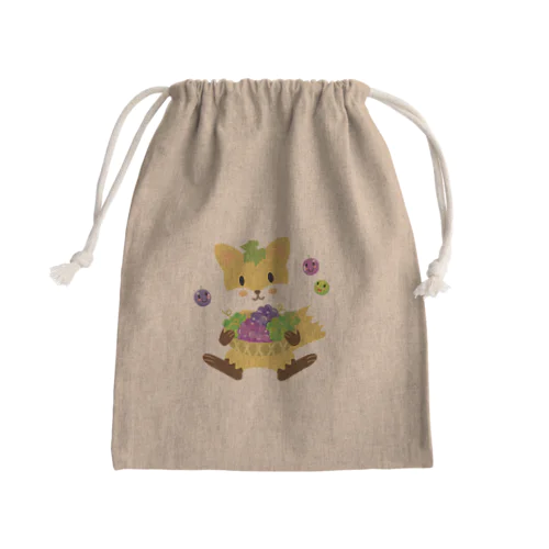 かわいいキツネとブドウ Mini Drawstring Bag