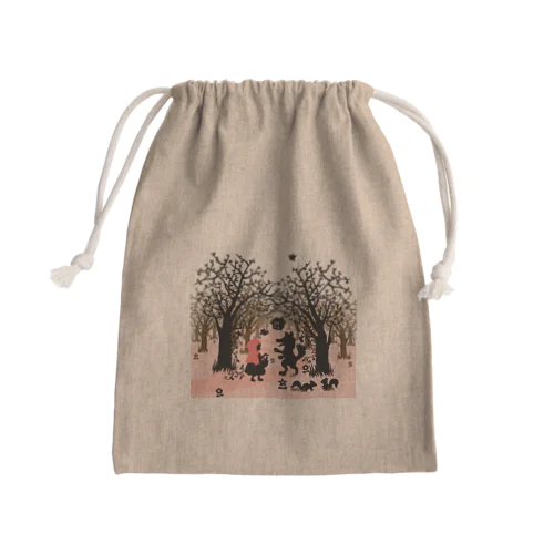 赤ずきん【赤ずきんとオオカミ】シルエット Mini Drawstring Bag