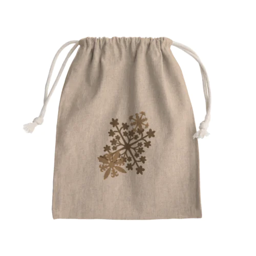 ハワイアンキルト柄セピアカラー Mini Drawstring Bag