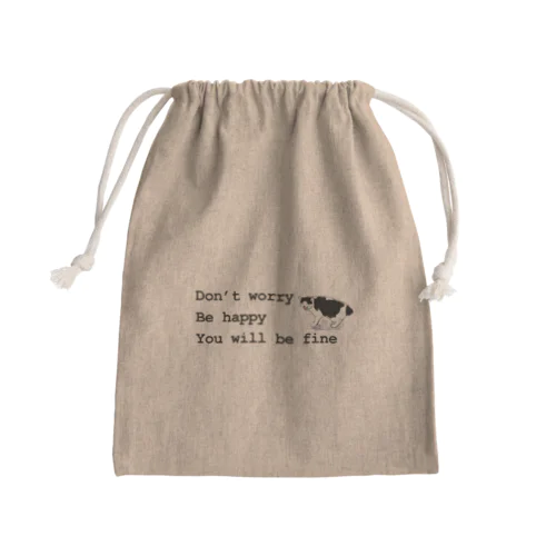 【地域猫うし子】Don’t worry Be happy  Mini Drawstring Bag