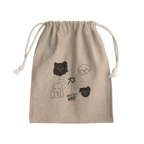 犬ズ (心はオオカミ) Paint It Black Mini Drawstring Bag