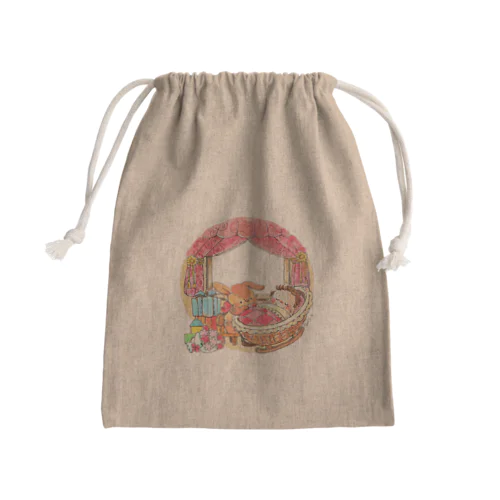 ゆりかご-ピンク- Mini Drawstring Bag