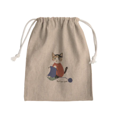 Knit and purr Mini Drawstring Bag