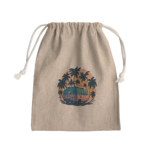 ビーチに停められた車 Mini Drawstring Bag