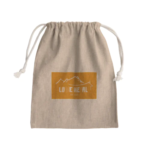 LOVE NEPAL Official オレンジ×ロゴ白 Mini Drawstring Bag