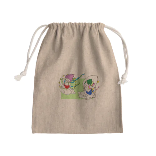 ヤマモトエリ　ふうじんらいじん(グリーン) Mini Drawstring Bag