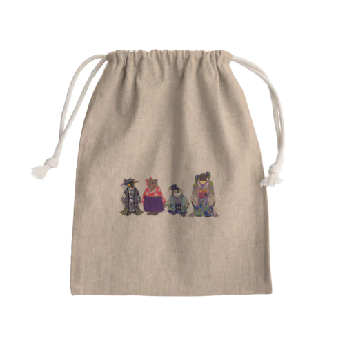 いずれ菖蒲か杜若₋Aptenodytes Kimono Penguins- Mini Drawstring Bag