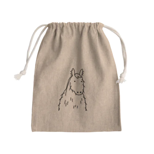 冬毛のお馬さん(黒ソロ) Mini Drawstring Bag