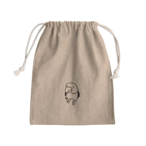 白黒ゆる絵シロハラインコ Mini Drawstring Bag