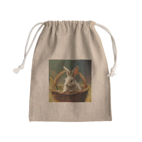 カゴ入りウサギさん Mini Drawstring Bag