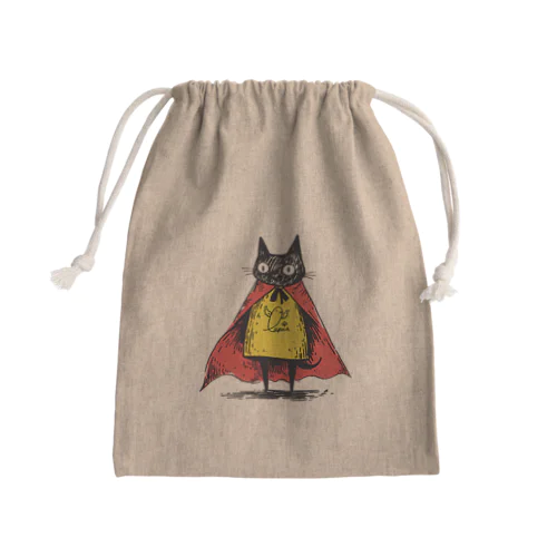 黒猫ヒーロー Mini Drawstring Bag