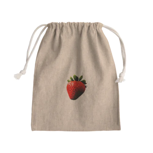 レトロ調イチゴ Mini Drawstring Bag
