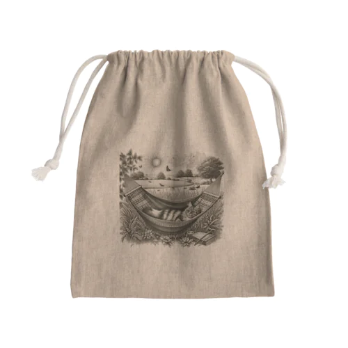 猫ちゃん　のんびりハンモック Mini Drawstring Bag