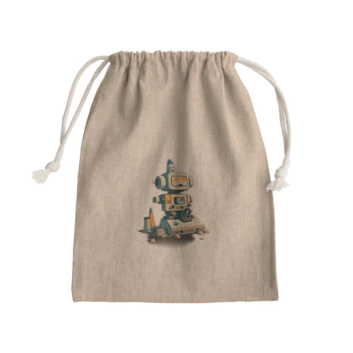 いろいろと四角いレトロなガラクタロボットくん Mini Drawstring Bag