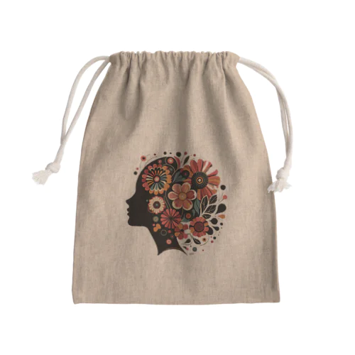 フラワーヘアー Mini Drawstring Bag
