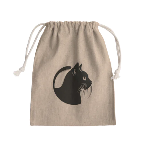 Gatto＊黒猫切り絵デザイン(透過) Mini Drawstring Bag