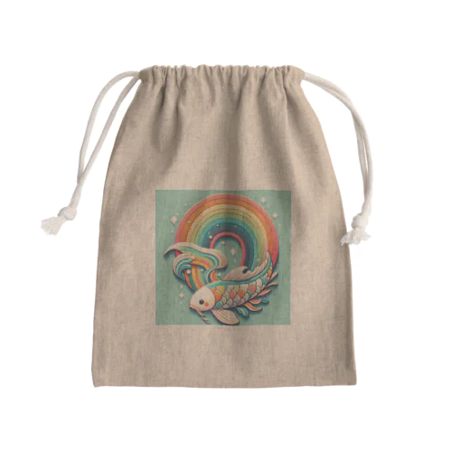 虹の海を泳ぐコイちゃん Mini Drawstring Bag