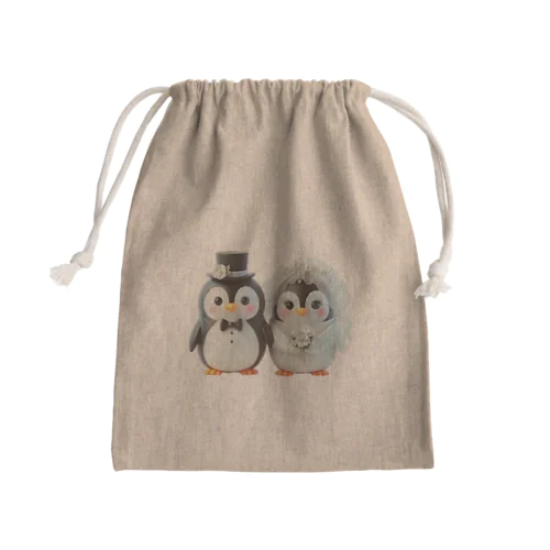 可愛い新婚ペンギンちゃん Mini Drawstring Bag