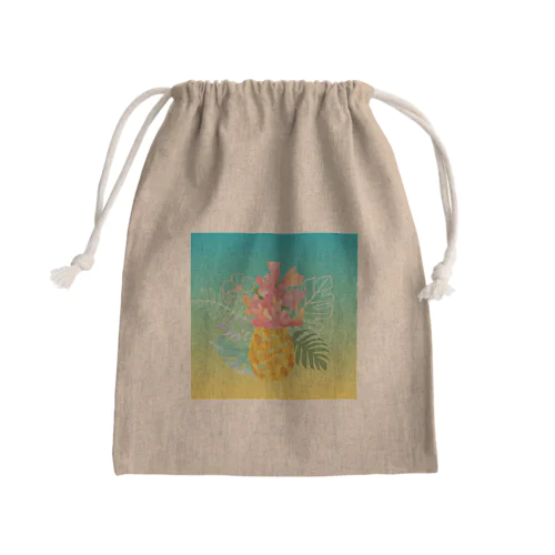 珊瑚礁をまとったパイナップル Mini Drawstring Bag