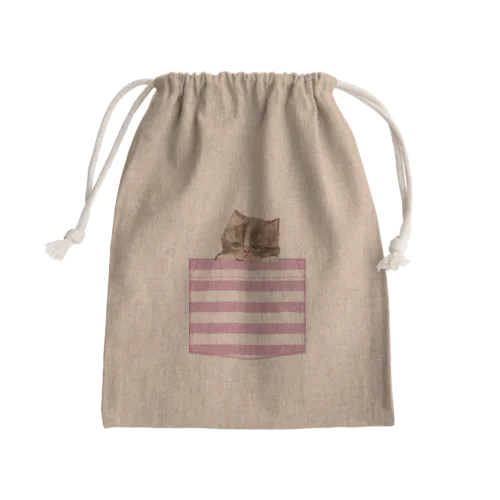 ポッケ猫 Mini Drawstring Bag