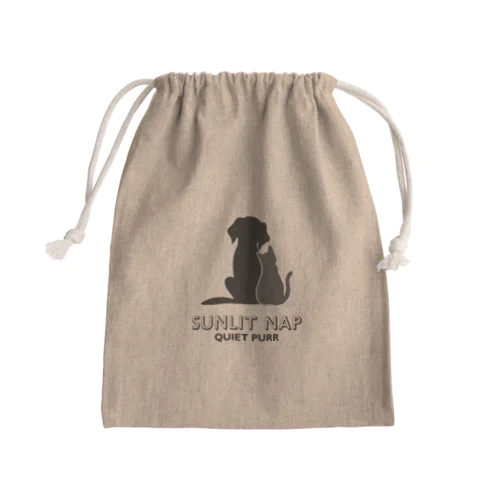 Sunlit Nap Quiet Purr ペットシルエットデザイングッズ Mini Drawstring Bag