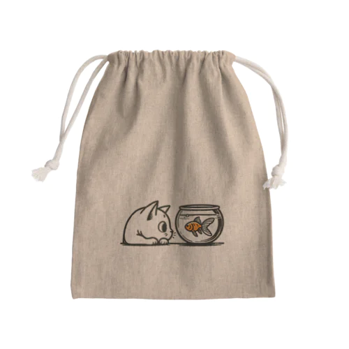 猫と金魚 Mini Drawstring Bag