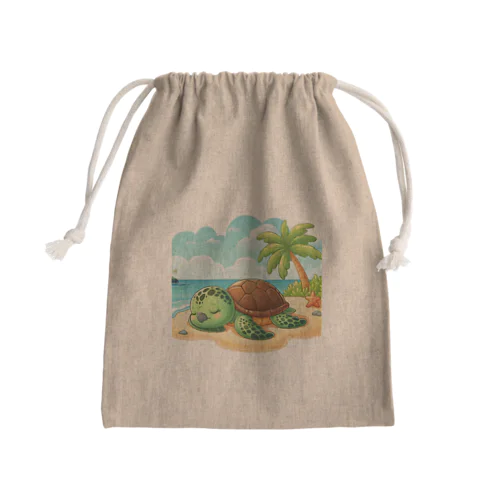 昼寝ウミガメ Mini Drawstring Bag