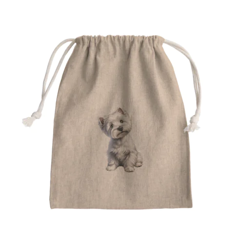 首をかしげるウエスティ Mini Drawstring Bag