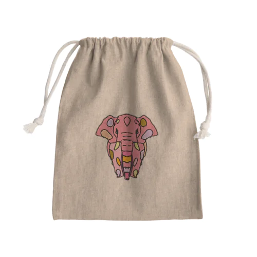 Elephant☆PINK　(ピンク色の象)　Full of vitality　(フル　オブ　バイタリティ) Mini Drawstring Bag