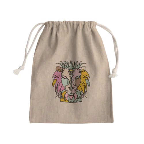 Pink☆lion　(ピンクのライオン)　ピンクバージョン　Full of vitality　(フル　オブ　バイタリティ) Mini Drawstring Bag