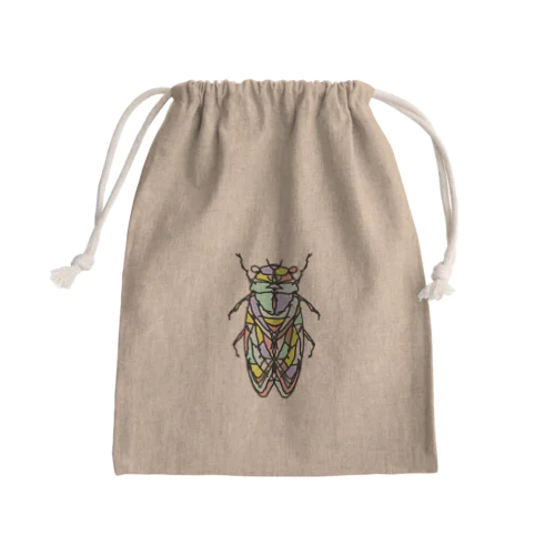 cicada(せみ)カラーバージョン(大)Full of vitality　(フル　オブ　バイタリティ) Mini Drawstring Bag