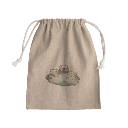 フェレット温泉大好き Mini Drawstring Bag