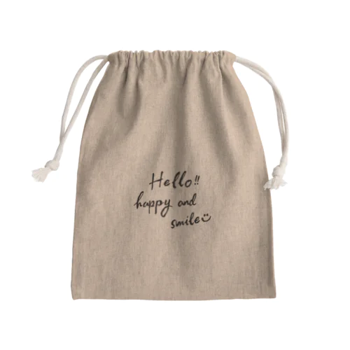 Hello!! happy&smile【BLACK】 Mini Drawstring Bag