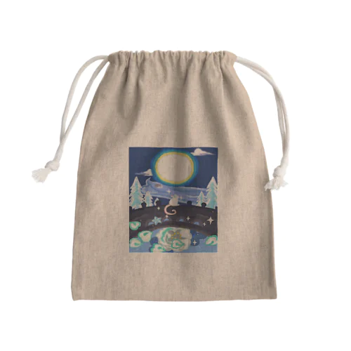 満月とねずみと花 Mini Drawstring Bag