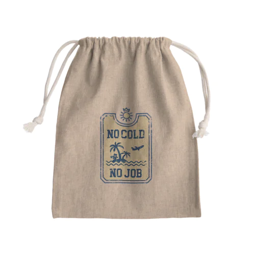 冬と仕事のない国の入国スタンプ(紺とレモン色) Mini Drawstring Bag
