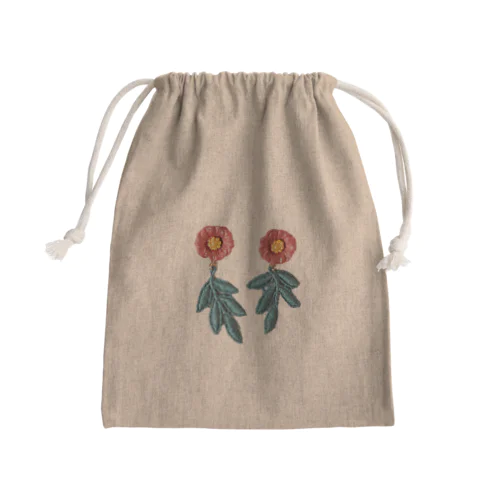 陶土ポピーと手染めリーフレース Mini Drawstring Bag