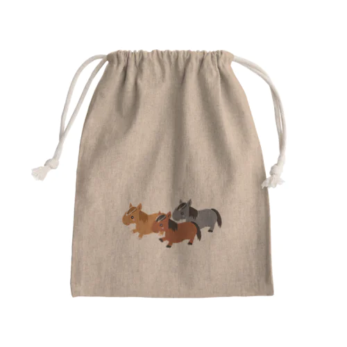 3HORSES☆馬の群れ（3頭） Mini Drawstring Bag