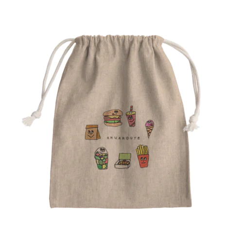 akuaroute ファストフード柄 Mini Drawstring Bag