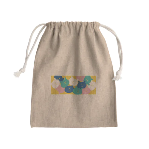 パラパラクマ　レトロカラー3yl Mini Drawstring Bag