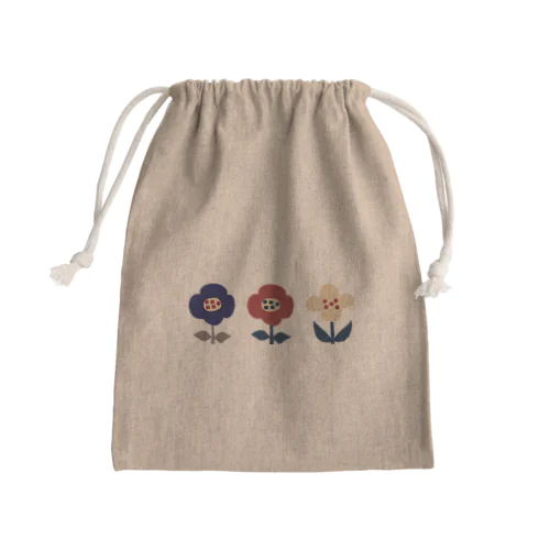 北欧レトロフラワー Mini Drawstring Bag