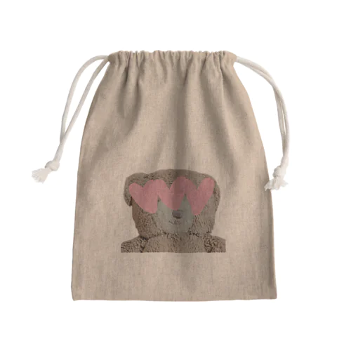 メイドインベアー巾着（ピンクハート） Mini Drawstring Bag
