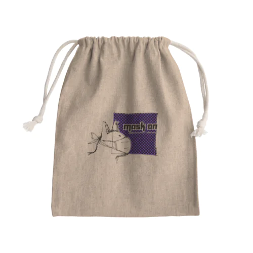 MASK ON＊ブルー Mini Drawstring Bag