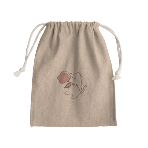 お花とねこ Mini Drawstring Bag