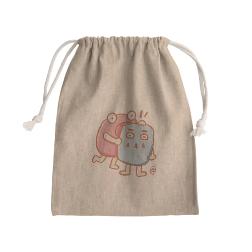 ピンクとブルーのカムカム Mini Drawstring Bag