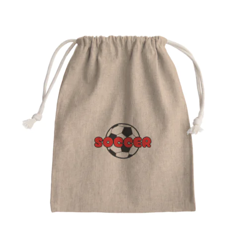 サッカーボール柄（レッド） Mini Drawstring Bag