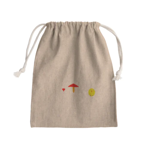タマゴタケとひよこ Mini Drawstring Bag