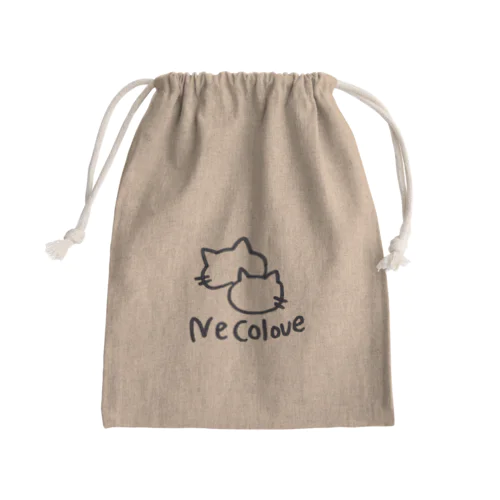 Necolove イラストロゴ旧2匹のねこ Mini Drawstring Bag